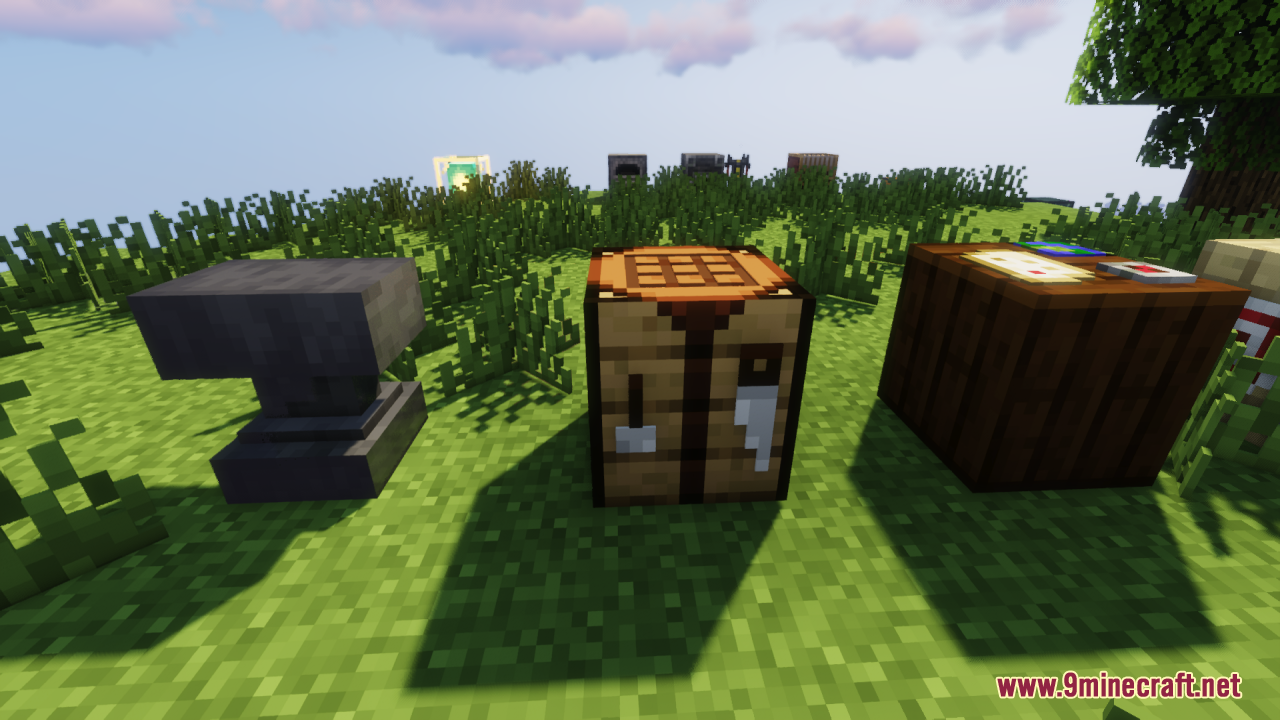 Anvil crafting table and cartography table with realistic 3d depth