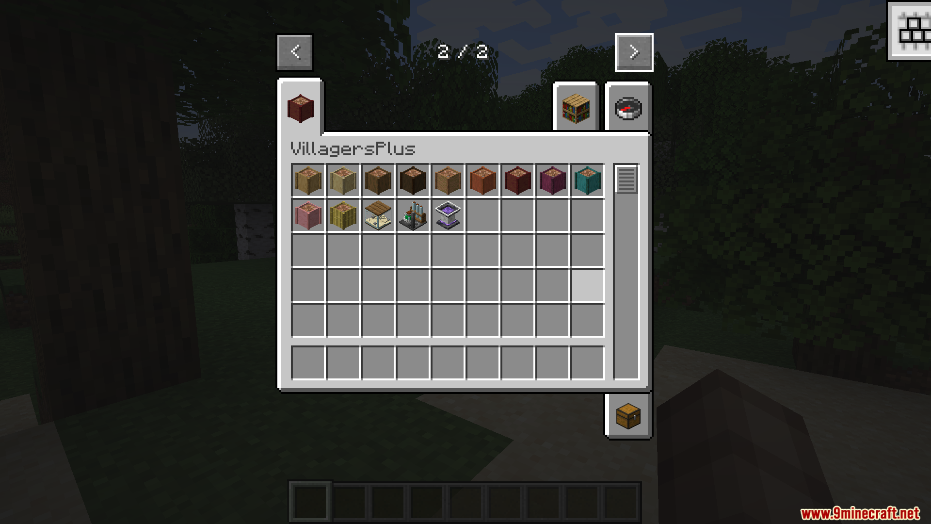 Creative inventory tab showing various job blocks for new villager professions