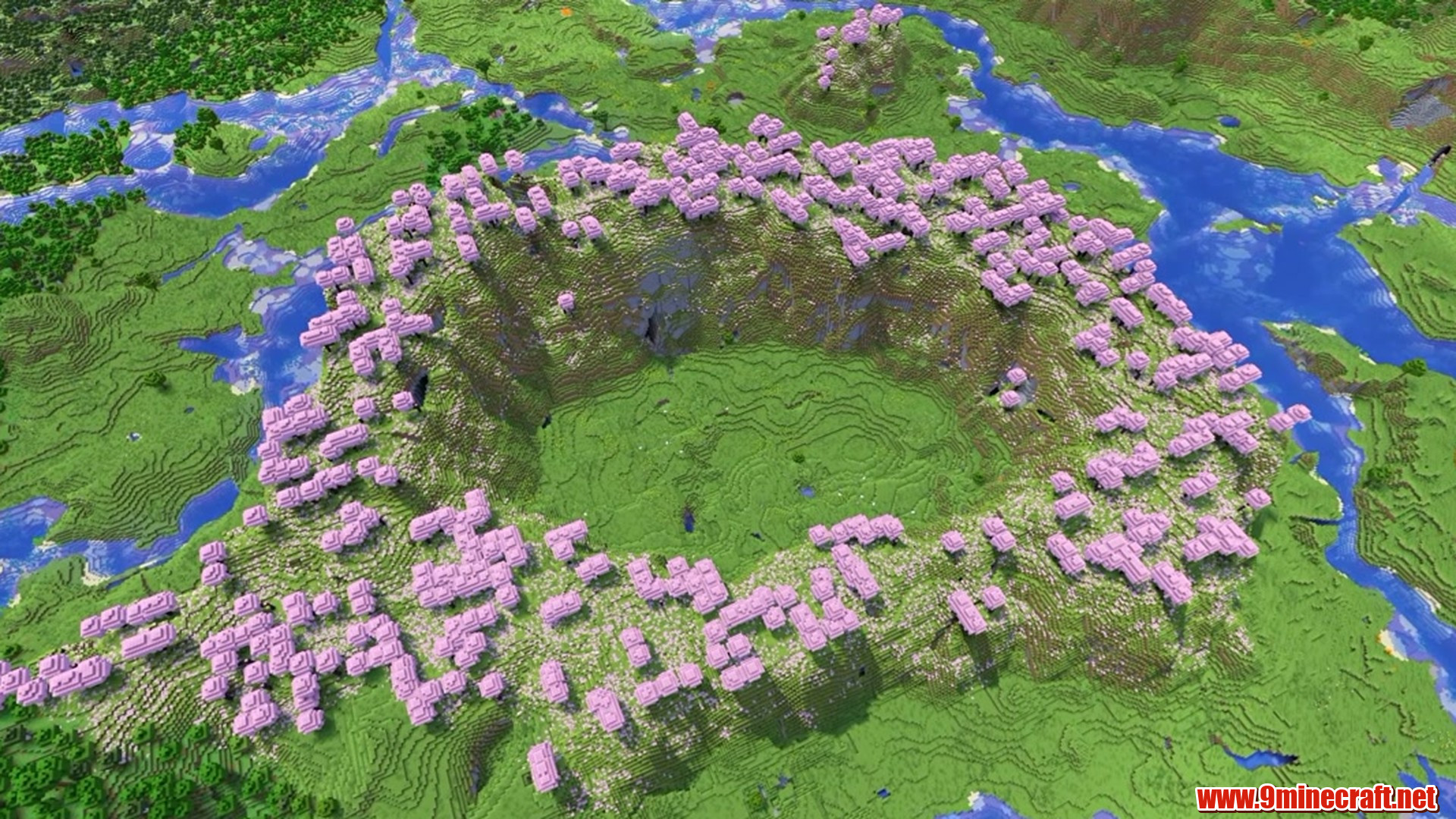 Cherry grove ring - minecraft seed 7667097223232411685
