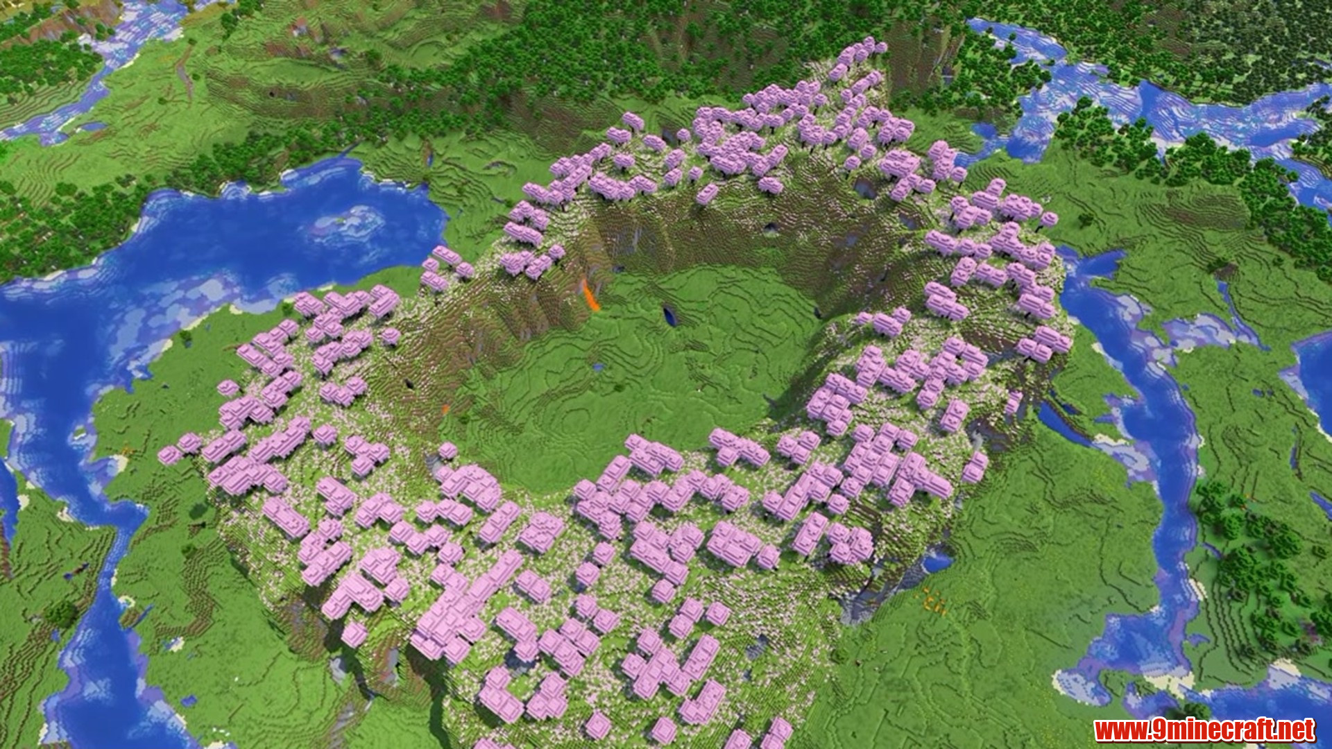 Cherry grove ring - minecraft seed 7667097223232411685