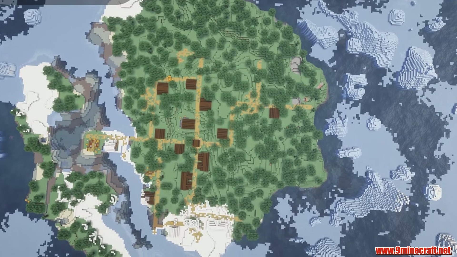 Icebound Peaks And Lonely Islands: Wild Minecraft Seeds (26.2, 1.21.11) – Java/Bedrock Edition 6 Taiga village island surrounded by an frozen ocean in minecraft seed 172262685746971157