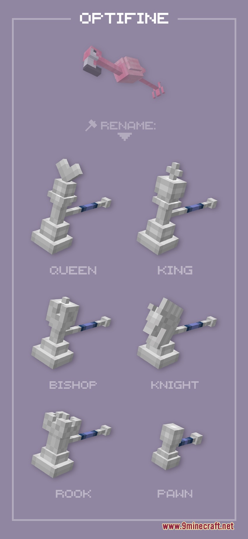 Alice’s Box Resource Pack (26.2, 1.21.11) – Dreamy Storybook Wonderland Vibes 9 Various chess piece models for the mace item and a flamingo mallet