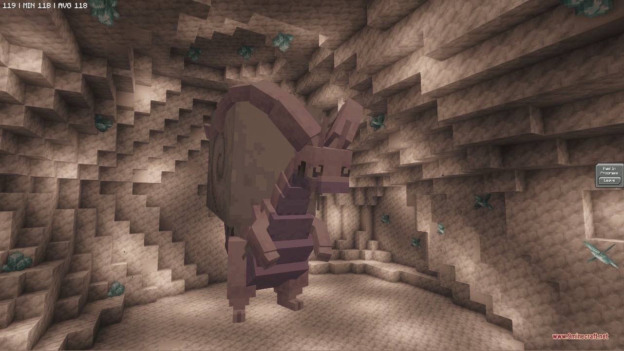 A hisuian goodra variant stands inside a custom raid den made of calcite