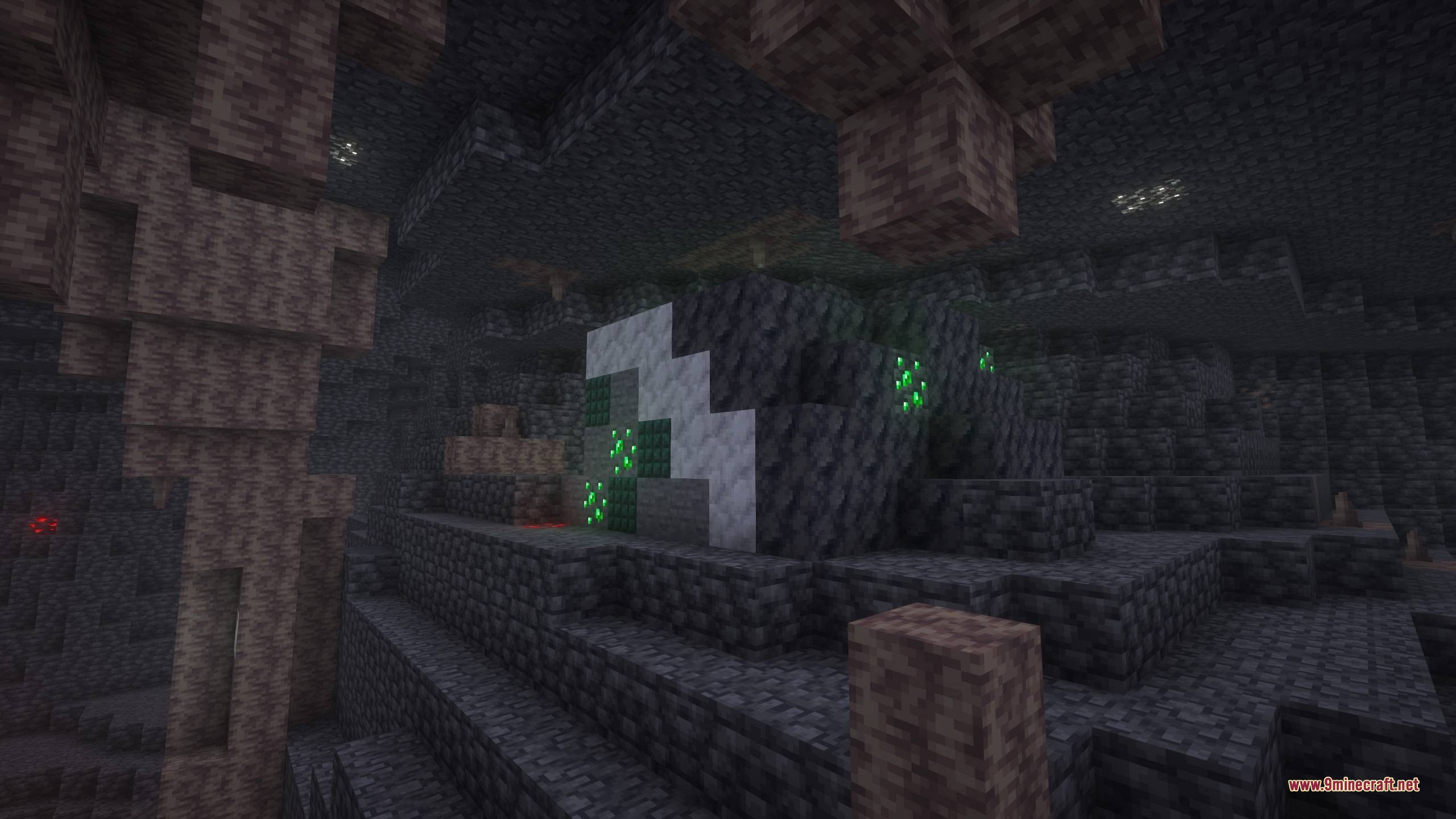 Bm More Geodes Data Pack (1.21.11, 1.21.1) – Mine Hidden Pockets Of Valuable 5 An emerald ore geode structure discovered deep within a dark deepslate cave