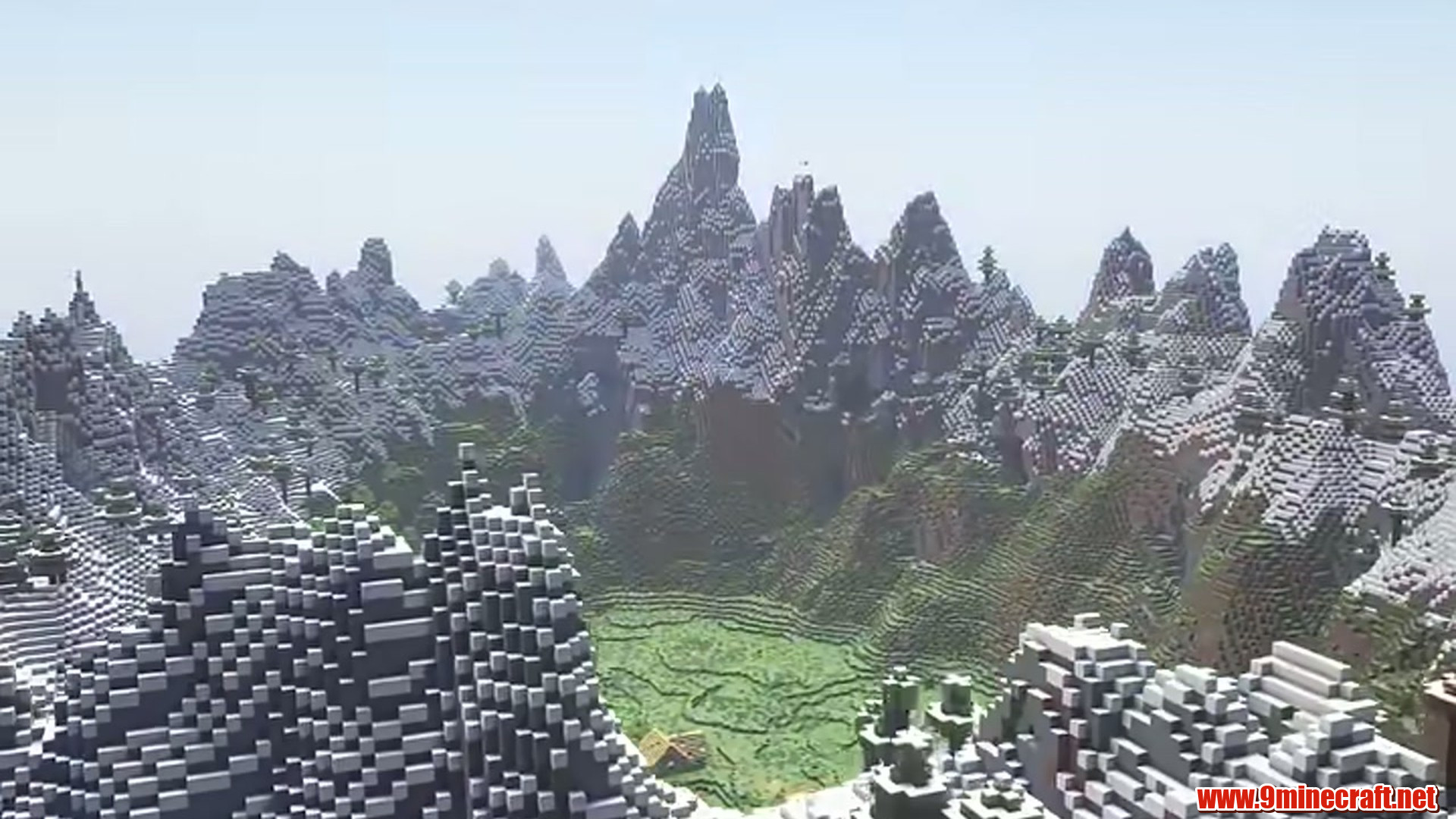 Best Seeds For Minecraft (26.2, 1.21.11) Part 11 – Java/Bedrock Edition 5 Second landscape view of snowy peak ring