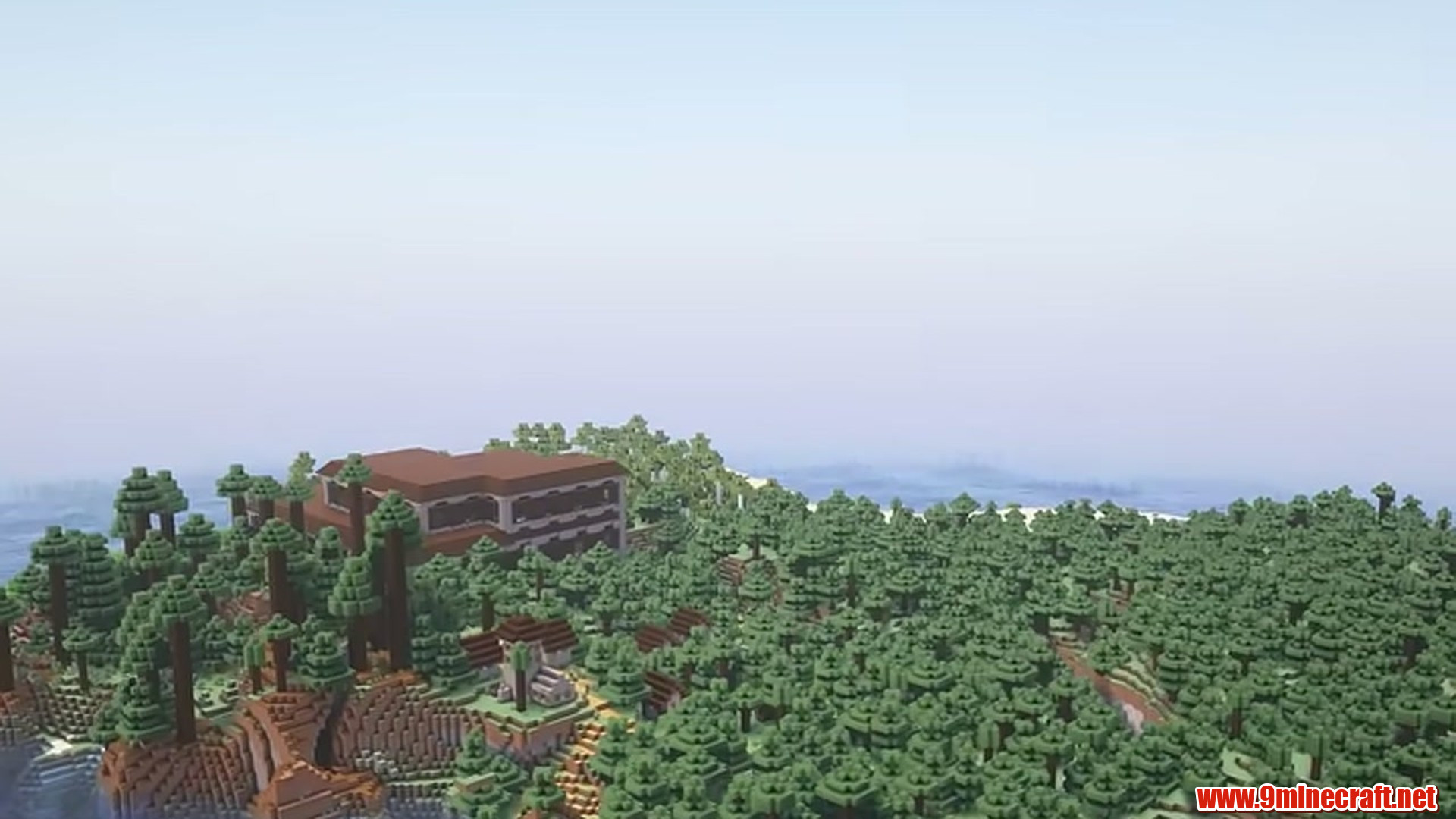 Best Seeds For Minecraft (26.2, 1.21.11) Part 11 – Java/Bedrock Edition 15 Second landscape view of coastal woodland mansion