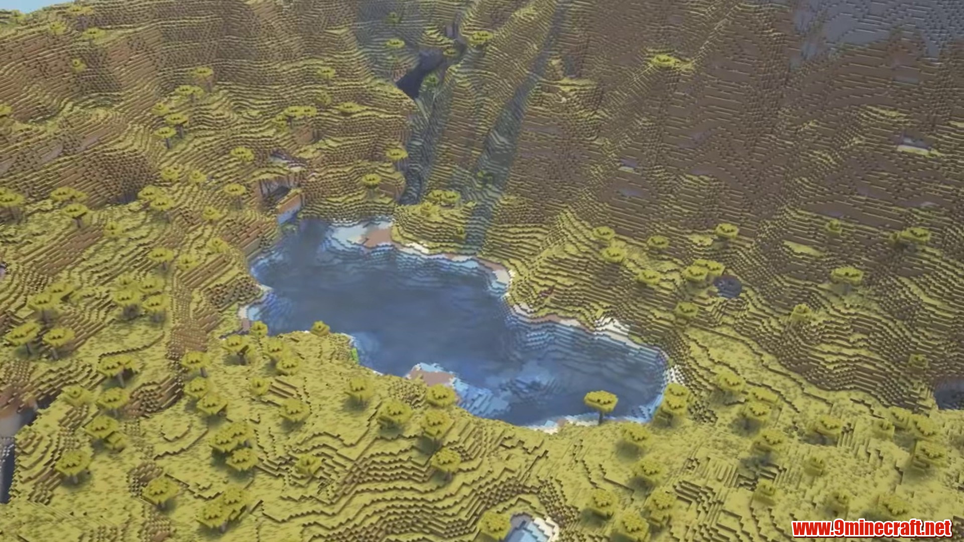 Waterfall valley in minecraft seed 6942694279541667651