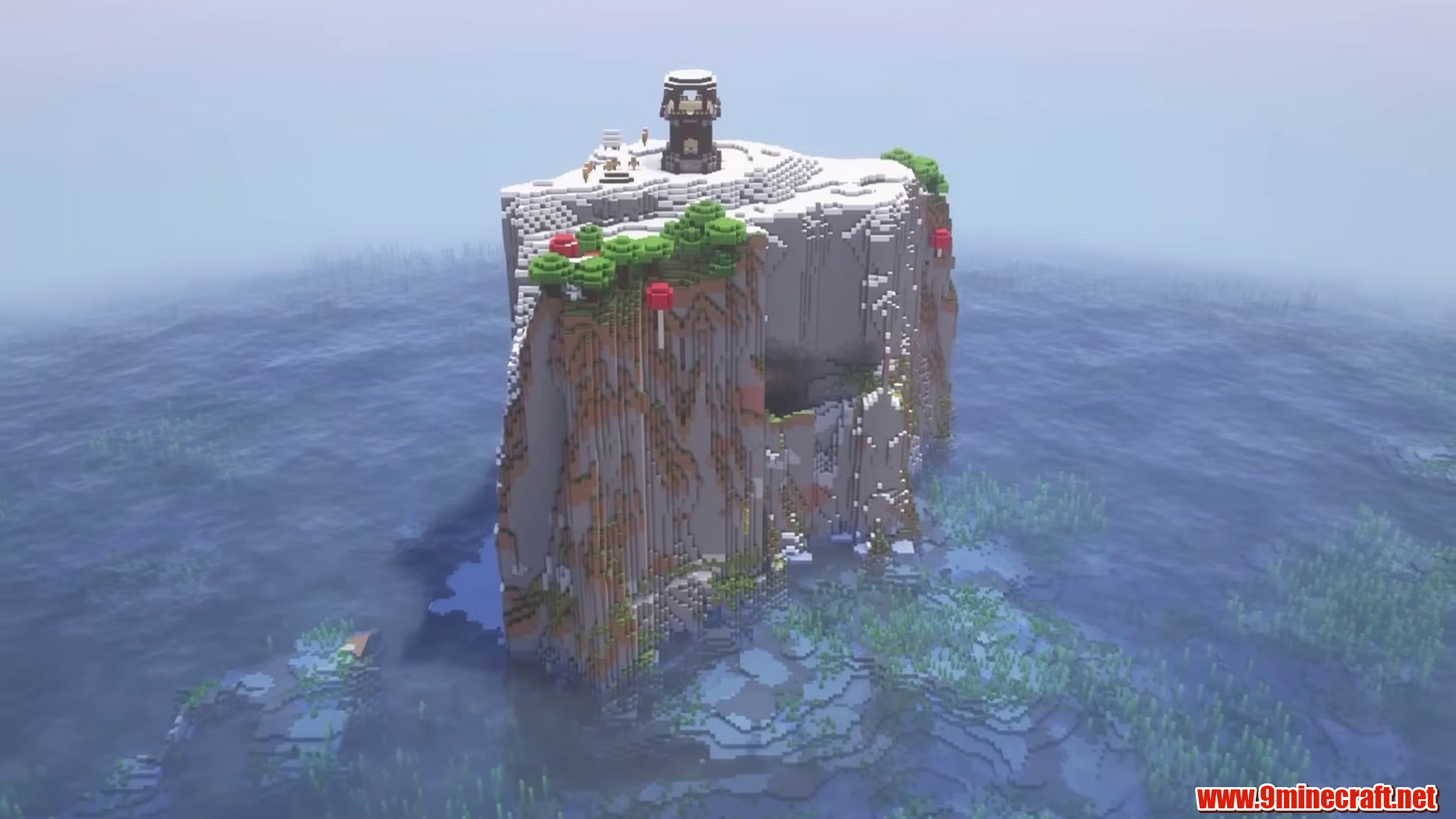 Scenic terrain featured in lighthouse