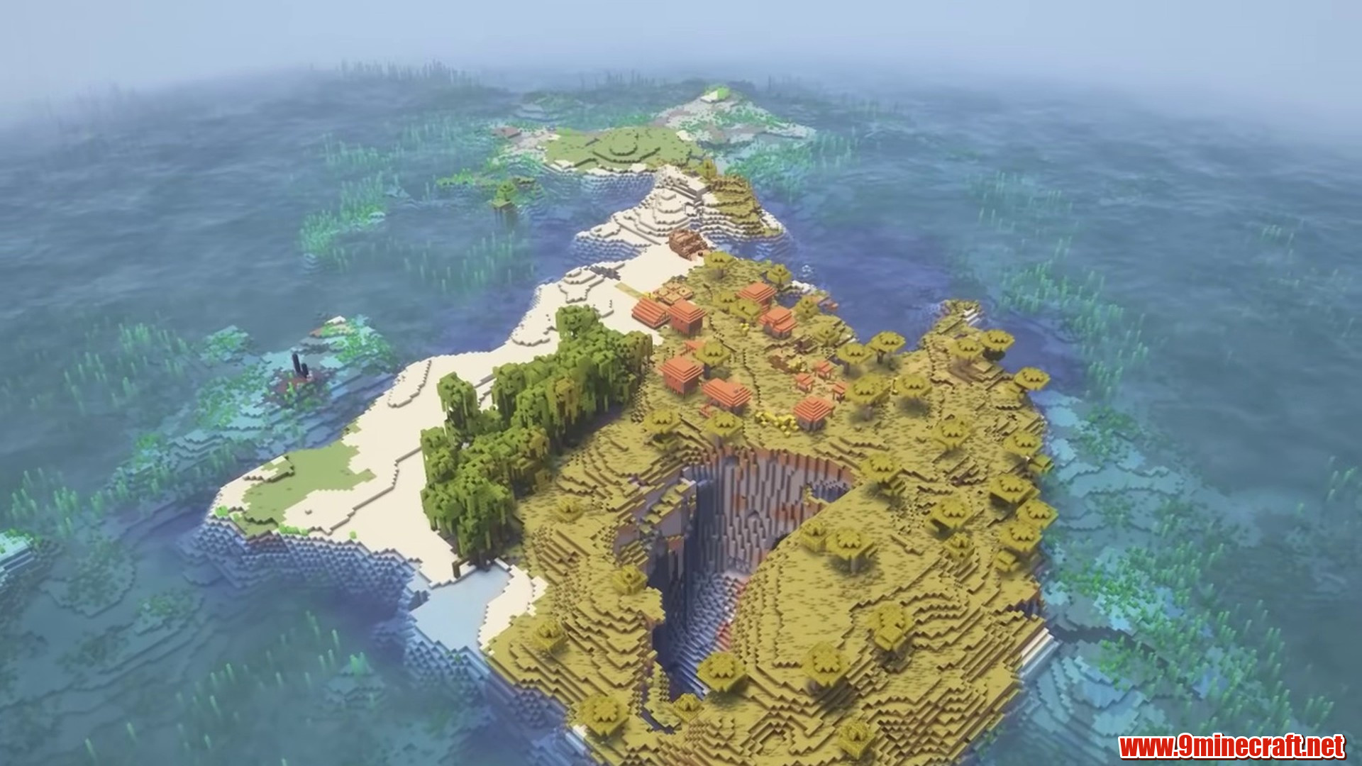 Scenic terrain featured in the cave island