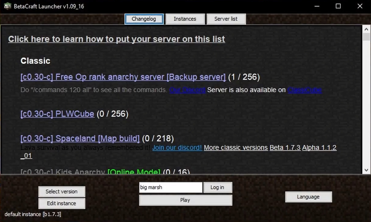 Betacraft launcher screenshots 1
