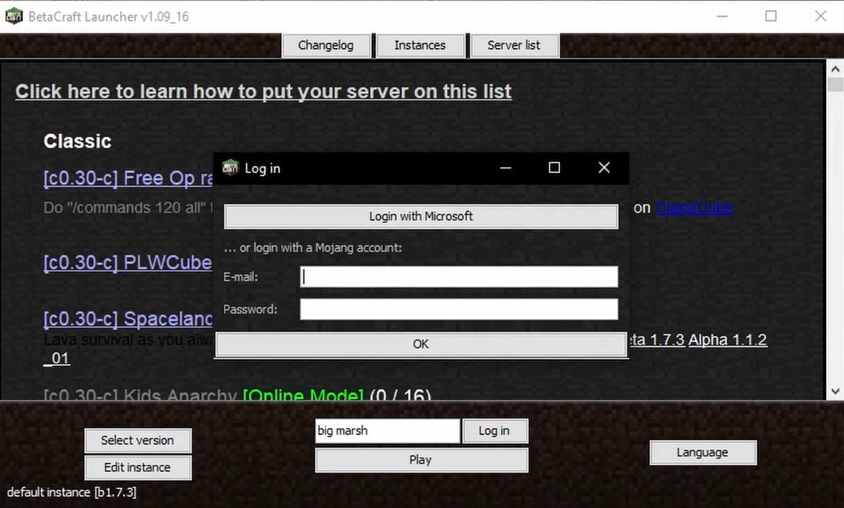 Betacraft launcher screenshots 2