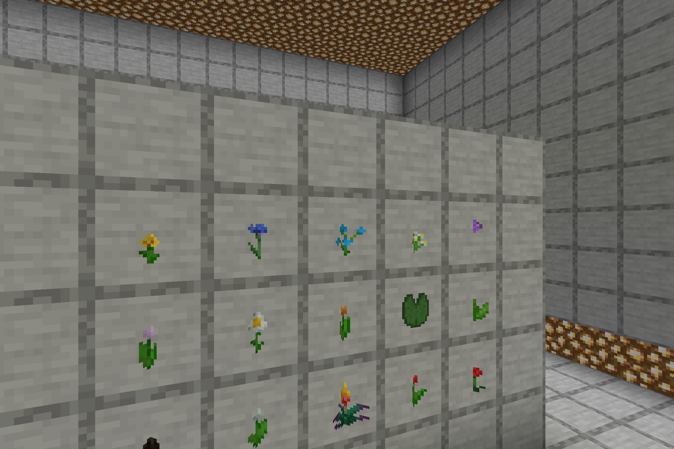 Better Foliage Add-On Resource Pack (26.1.2, 1.20.1) – Charming 3D Flora 7 Close up of 3d flowers and lily pads shown in item frames on wall