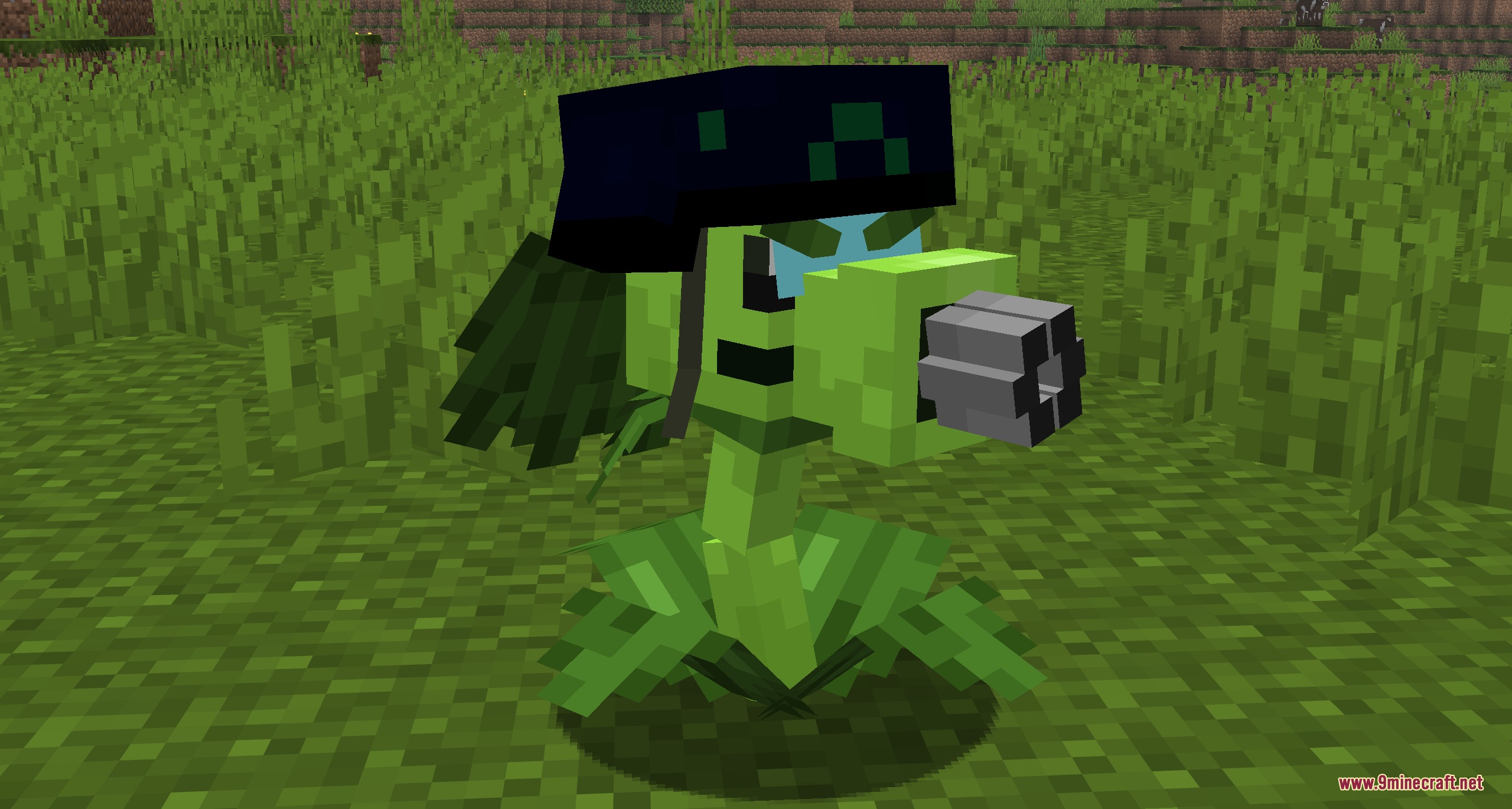 Botanical Undead Warfare Mod (26.1.2) – Defend Your Base With Living Plant 7 Side view of a gatling pea plant standing on green grass