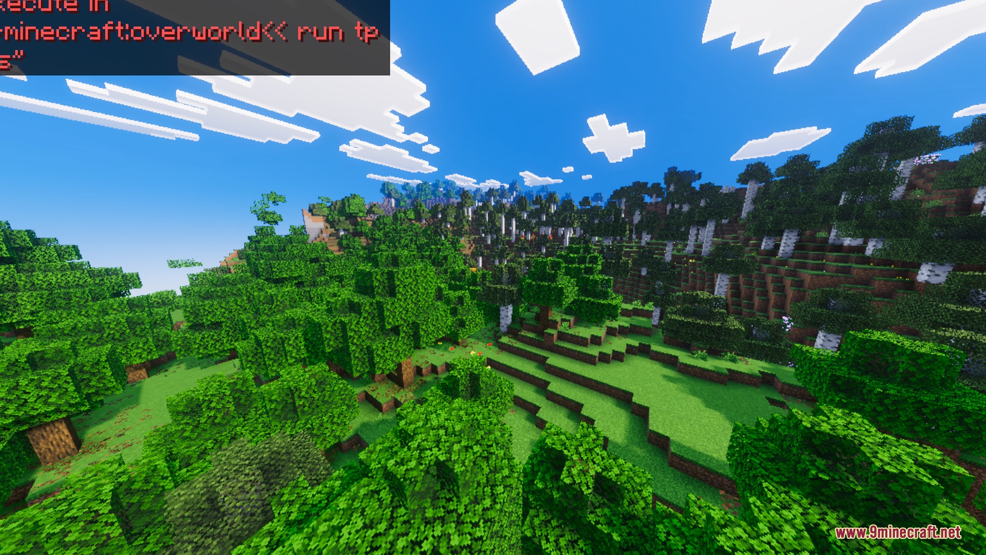 Bsl Vibrant Visuals Shader (26.X) – Clear Water And Glowing Ores Without Rtx 8 Vibrant minecraft landscape using bsl vibrant visuals with red command text on screen