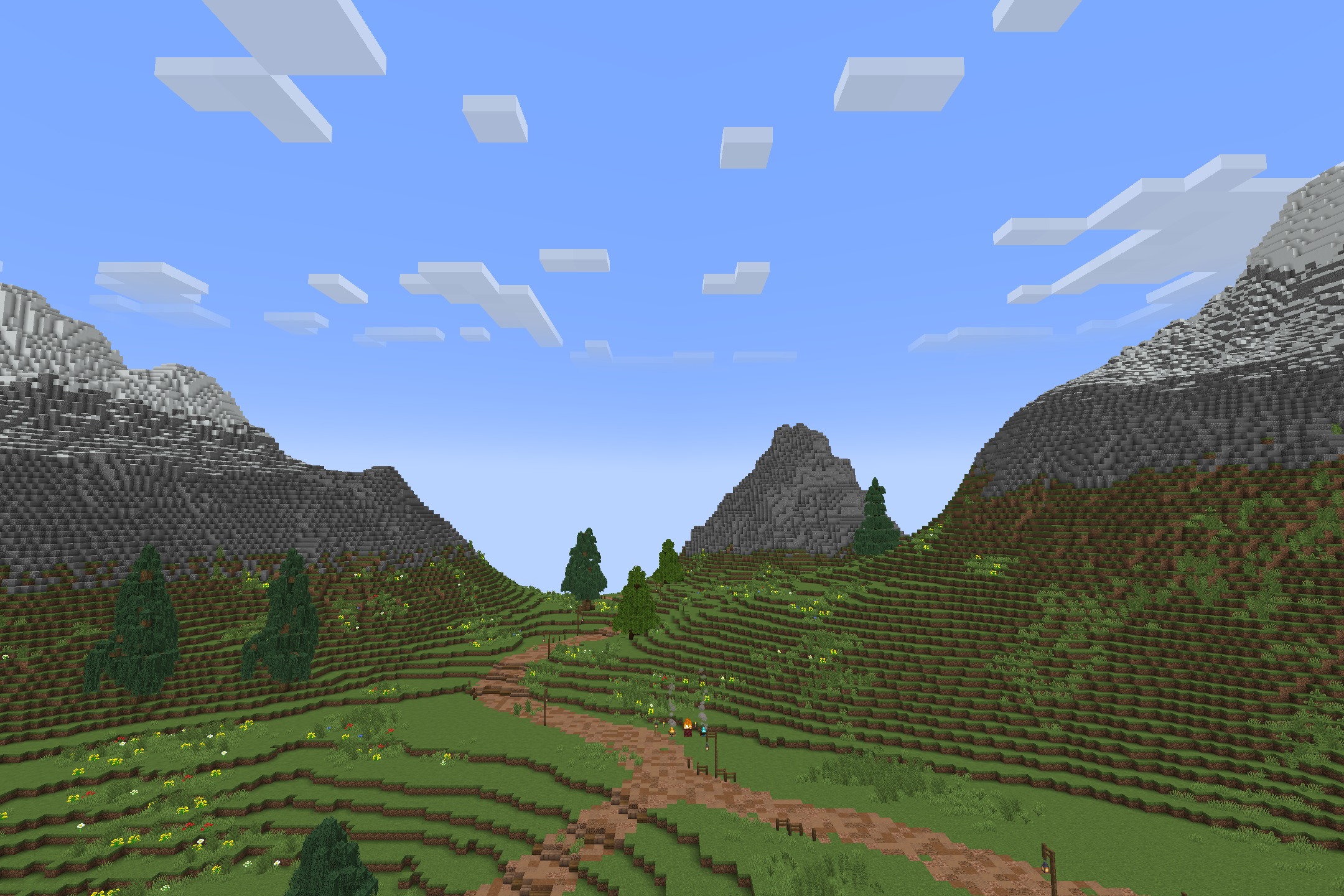Bww Resource Pack (1.16.5) – Cozy Rustic Textures For Medieval Villages 6 A winding dirt path leads through rolling green hills toward distant mountains
