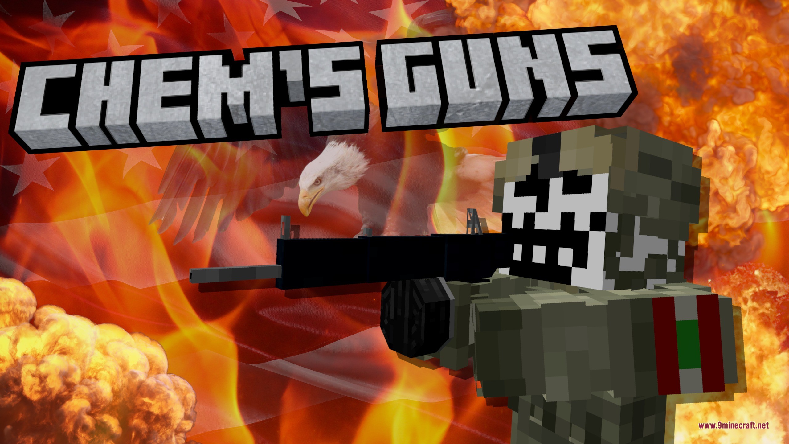 Chems’ Guns Data Pack (26.2, 1.21.11) – Craft Custom Firearms And Rain 2 Promotional banner for chems guns featuring a soldier skin and an eagle