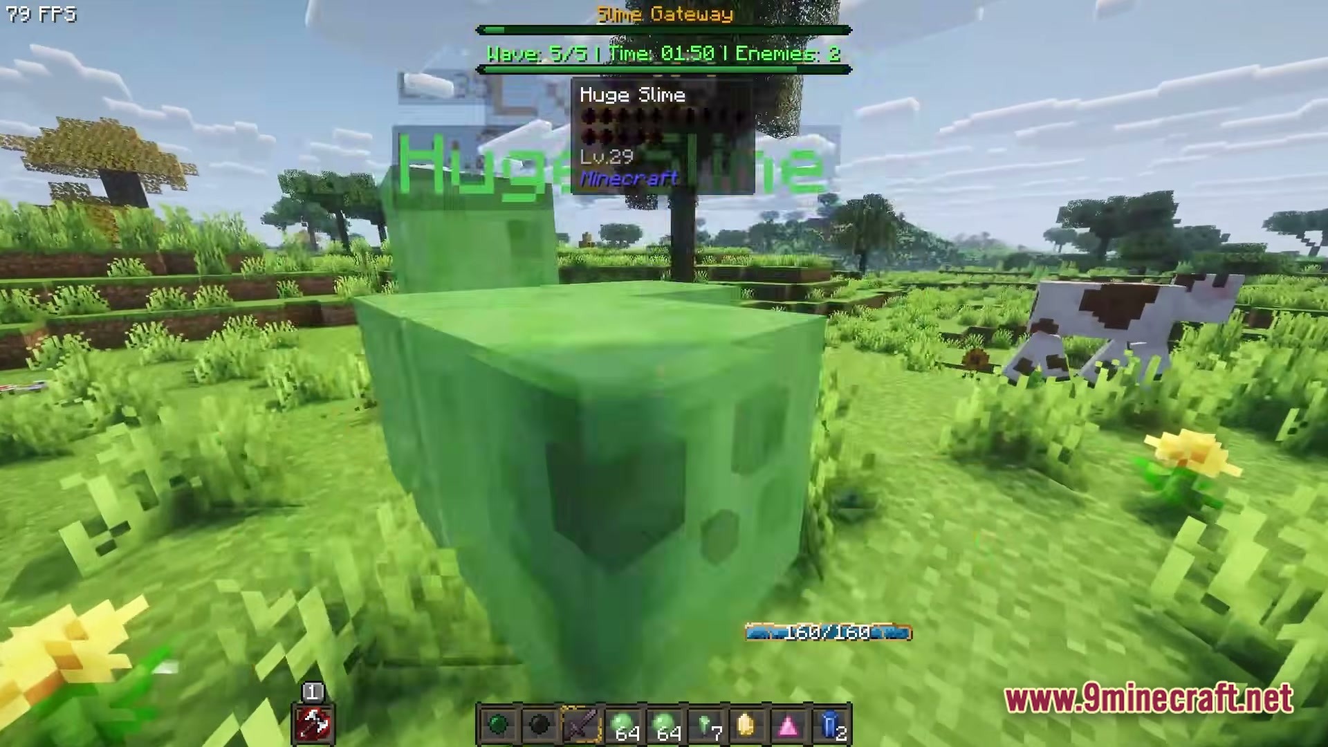 Cisco’s Fantasy Medieval Rpg Modpack (1.20.1) – Ultimate Medieval Fantasy Rpg Adventure 5 A player fights a level twenty-nine huge slime during the final wave of a slime gateway