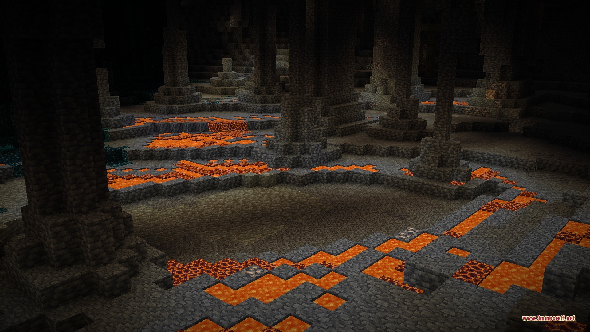 Cliff Under A Tree Cliff Tree Data Pack (26.1.2, 1.20.1) 4 Molten lava pools and magma blocks inside a dark underground cavern