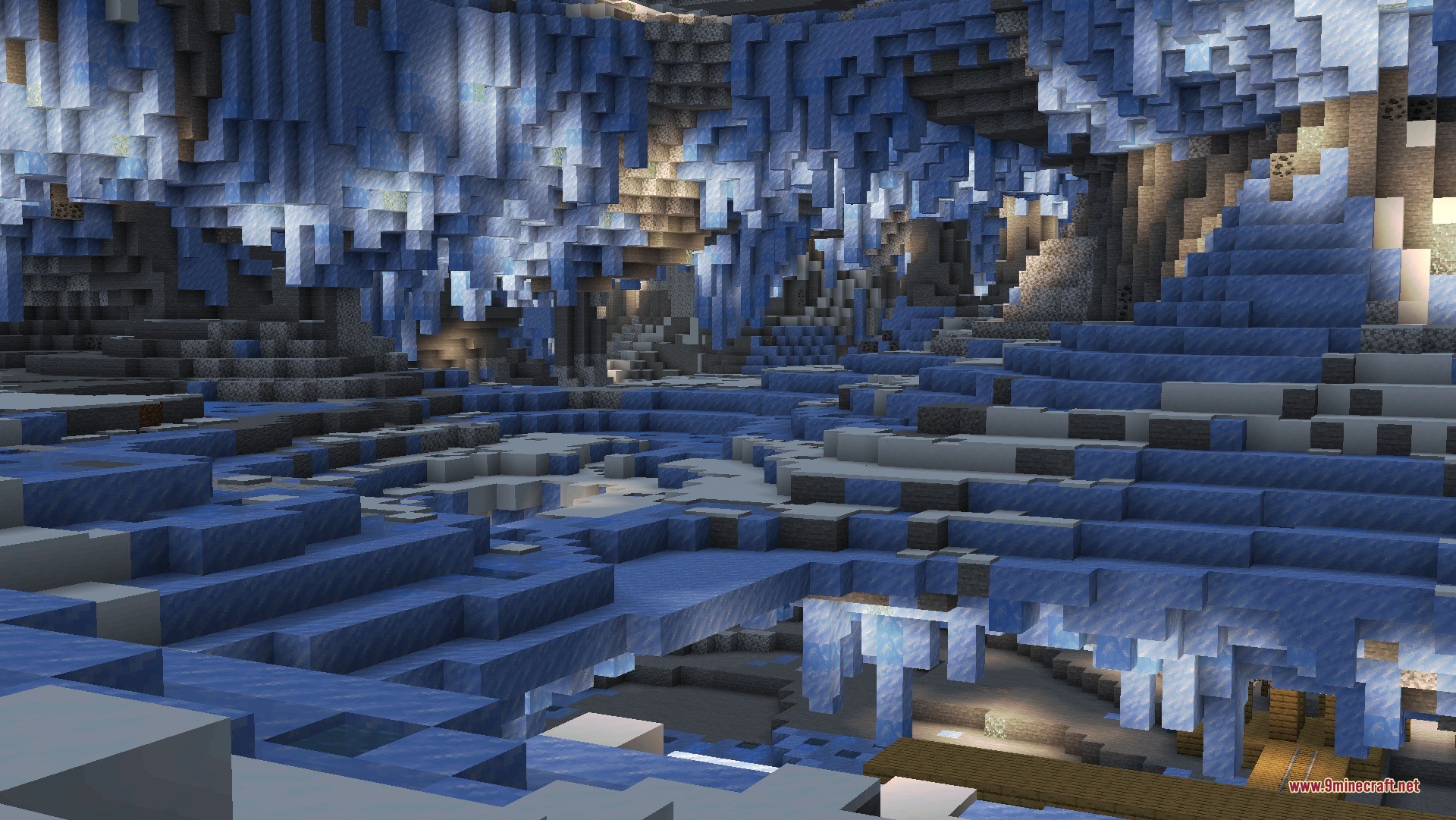 Cliff Under A Tree Cliff Tree Data Pack (26.1.2, 1.20.1) 6 A massive frozen cave with blue ice stalactites and a wooden mineshaft
