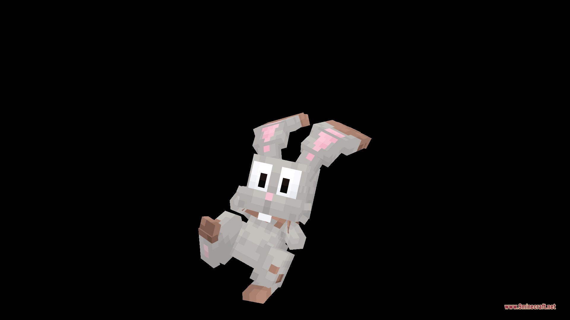 Cobblemon Animated Pokemon Data Pack (1.21.1, 1.20.1) 11 A blocky bunnelby rabbit creature showing a dynamic jumping pose in minecraft