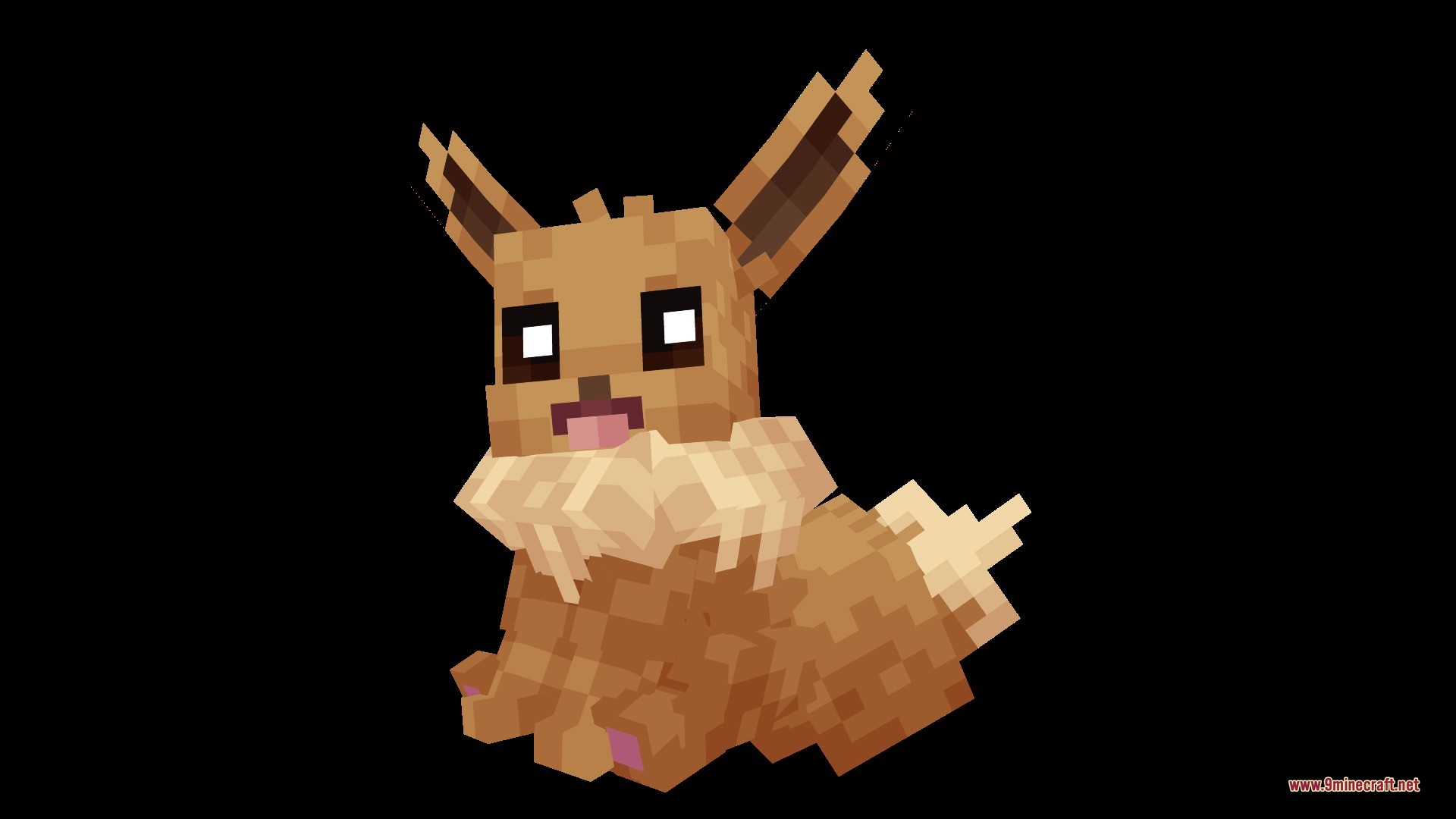 Cobblemon Animated Pokemon Data Pack (1.21.1, 1.20.1) 5 A blocky eevee model sitting down with its tongue sticking out