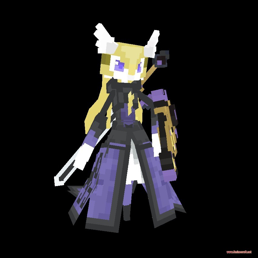 Cobblemon Infinite Fusion Data Pack (1.21.1) – Fuse Monsters Into Custom Battle 11 Purple and black fusion monster holding a shield and a sharp sword