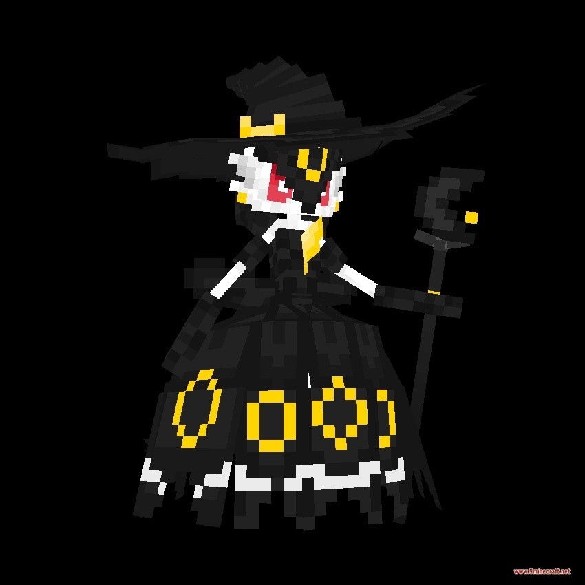 Cobblemon Infinite Fusion Data Pack (1.21.1) – Fuse Monsters Into Custom Battle 3 Umbreon and gardevoir hybrid wearing a witch hat with yellow rings