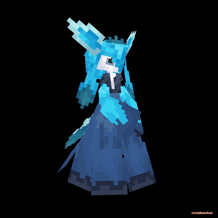 Cobblemon Infinite Fusion Data Pack (1.21.1) – Fuse Monsters Into Custom Battle 7 Glaceon and gardevoir fusion form covered in light blue ice crystals