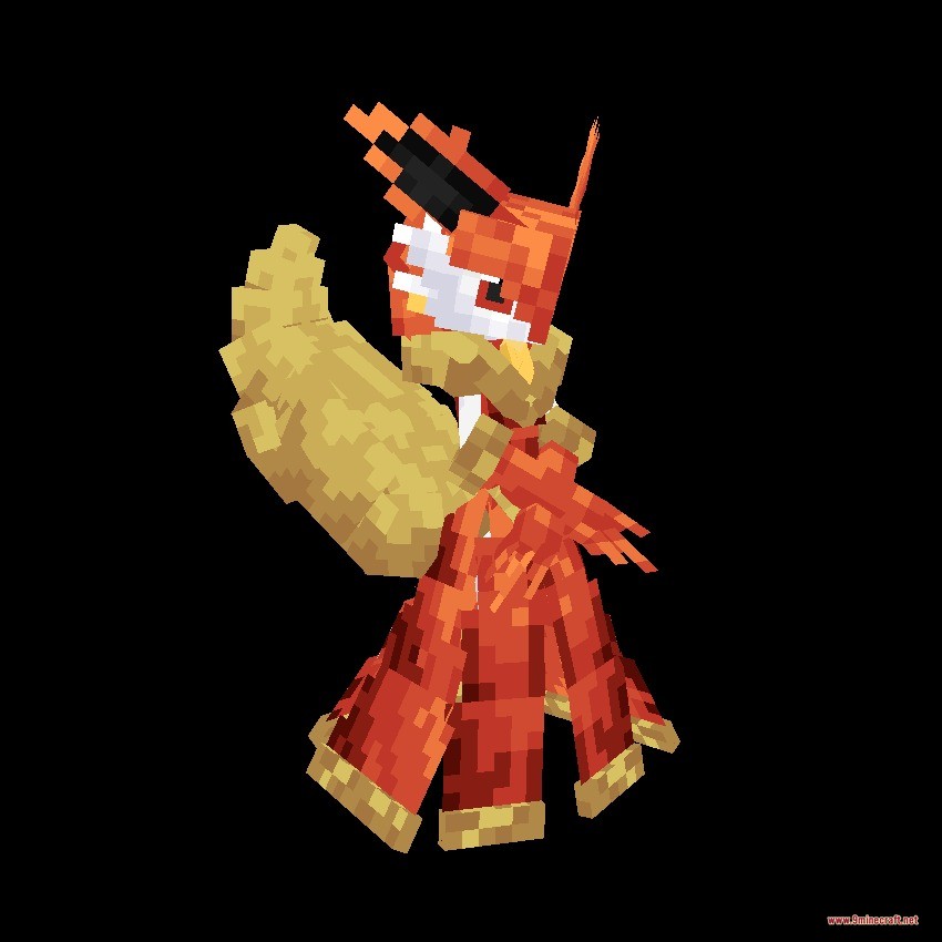 Cobblemon Infinite Fusion Data Pack (1.21.1) – Fuse Monsters Into Custom Battle 8 Fire type fusion monster with a red and orange wizard robe design
