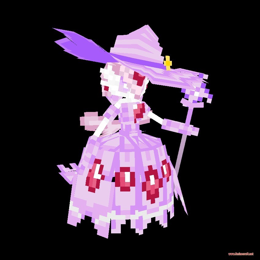 Cobblemon Infinite Fusion Data Pack (1.21.1) – Fuse Monsters Into Custom Battle 9 Purple witch themed fusion monster holding a staff and wearing a hat