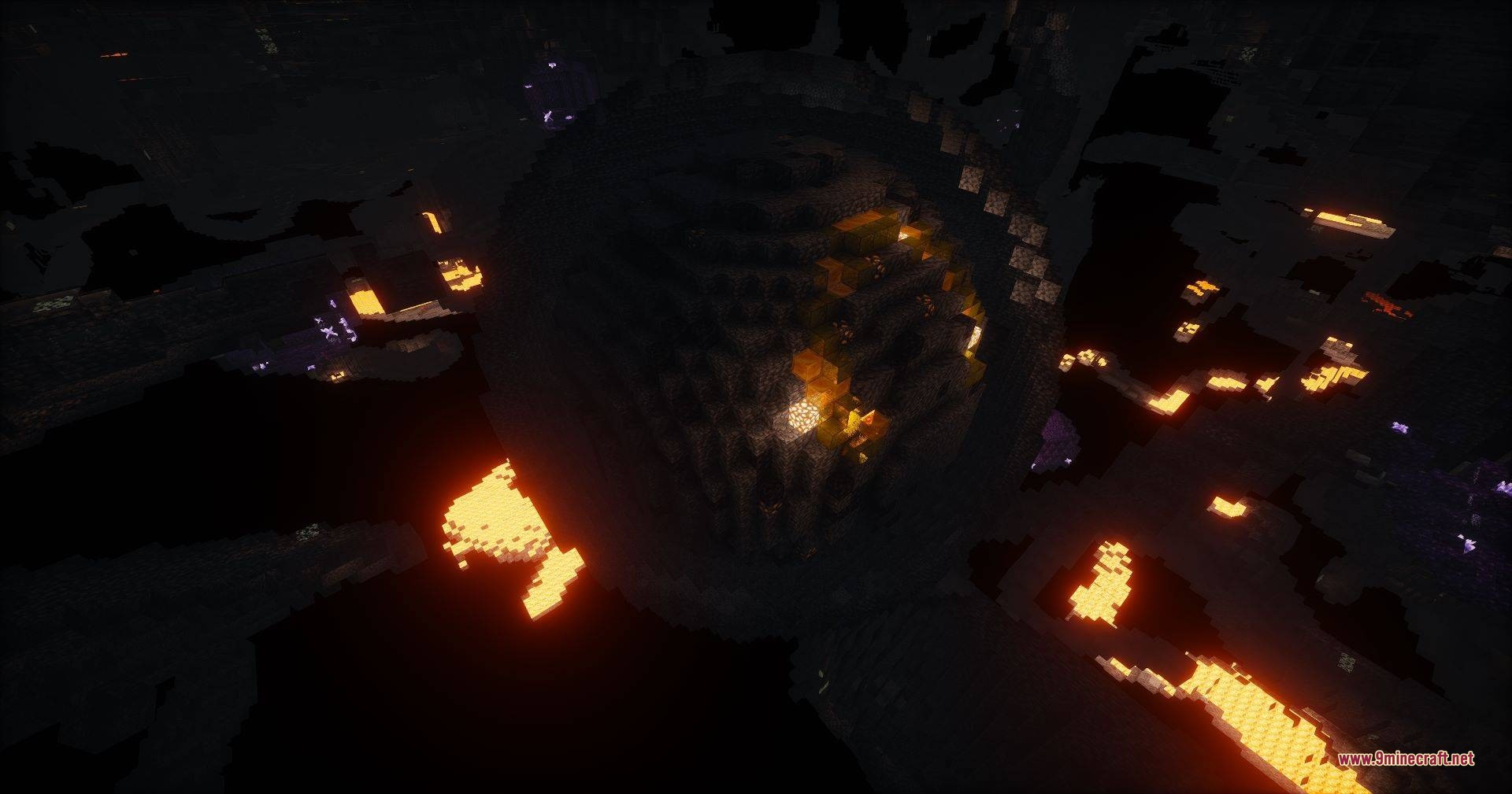 A large spherical stone structure hidden deep within an underground lava cavern