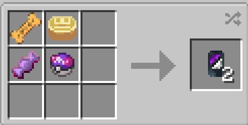 Cobblemon Utility Recipes Data Pack (1.21.1) – Craft Rare Training Supplies 3 Crafting recipe for two purple shiny cards using a master ball and candy