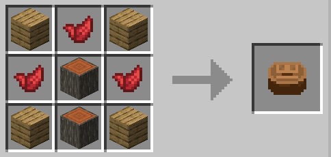 Cobblemon Utility Recipes Data Pack (1.21.1) – Craft Rare Training Supplies 4 Crafting recipe for a wooden cap using logs and red feathers