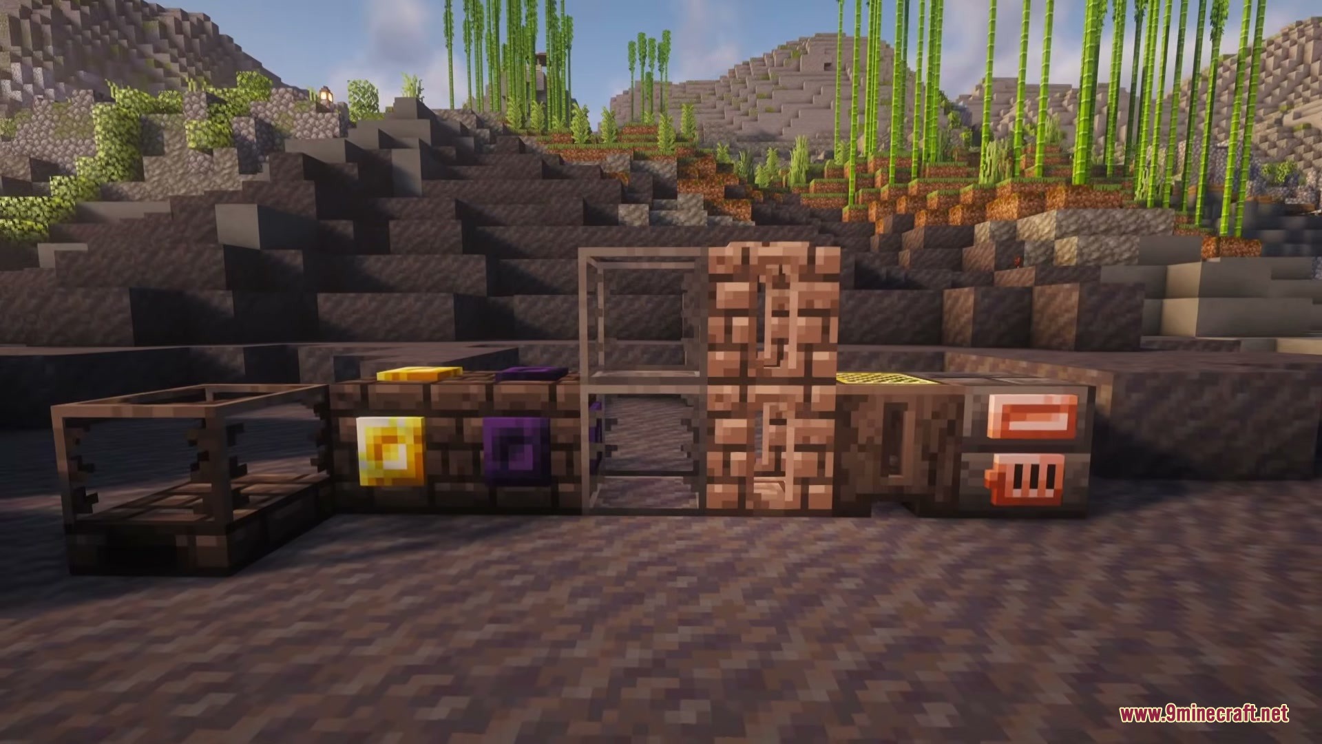 Construct’s Casting Mod (1.20.1) – Forge Custom Spellcasting Weapons 3 Various modular casting blocks and magical smeltery components displayed in a row