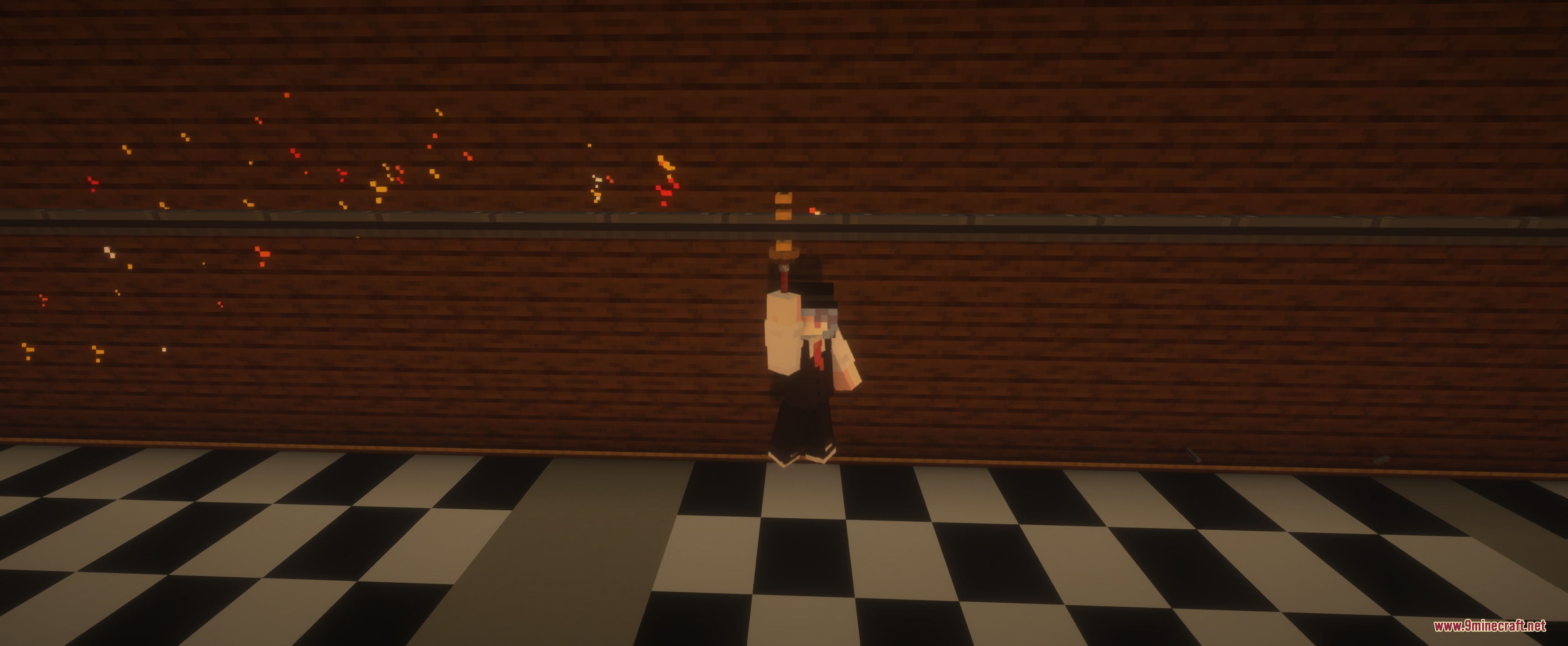 Create Over Pressure Mod (1.21.1) – Pipe Factory Items Anywhere 4 A player character glides along an overhead rail with sparks flying