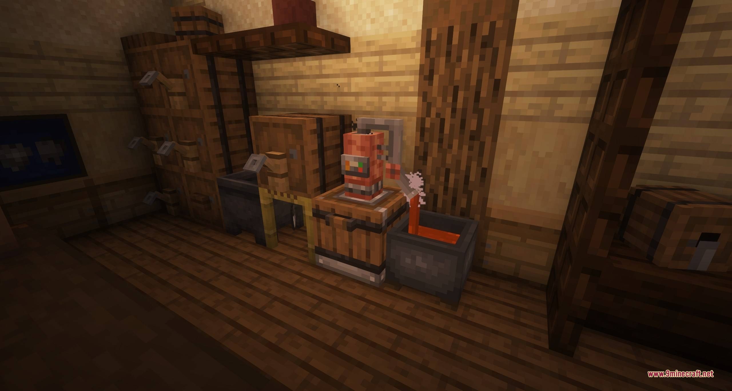 Brewing special beverages using a distiller and a cauldron in a rustic kitchen