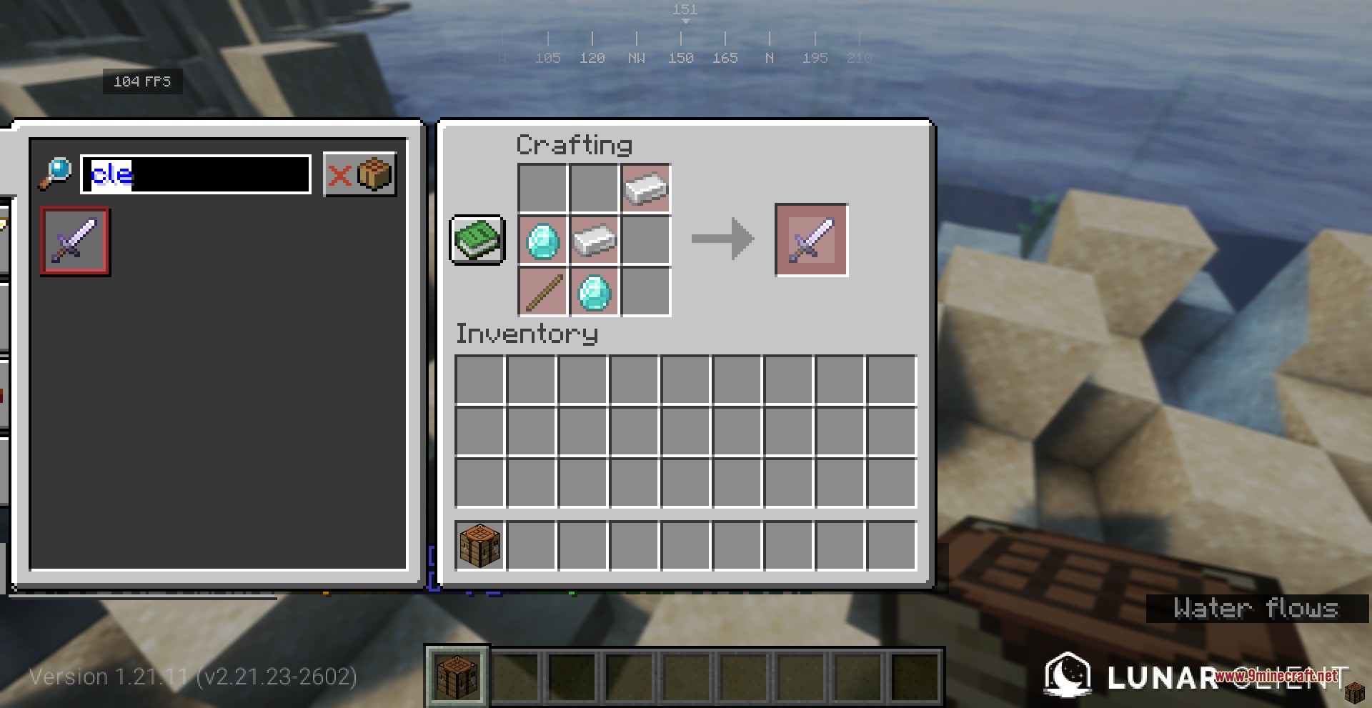 Cursed Limitless Resonance Data Pack (26.1.2, 1.21.11) 11 Crafting recipe for the cleave sword using diamonds and iron ingots in minecraft