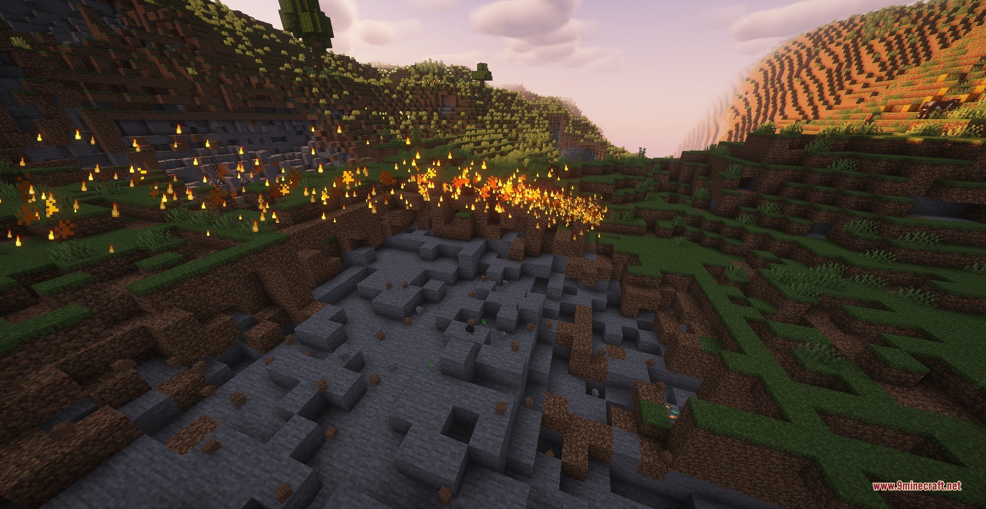 Cursed Limitless Resonance Data Pack (26.1.2, 1.21.11) 6 A massive crater blasted into the terrain with fire burning on the edges