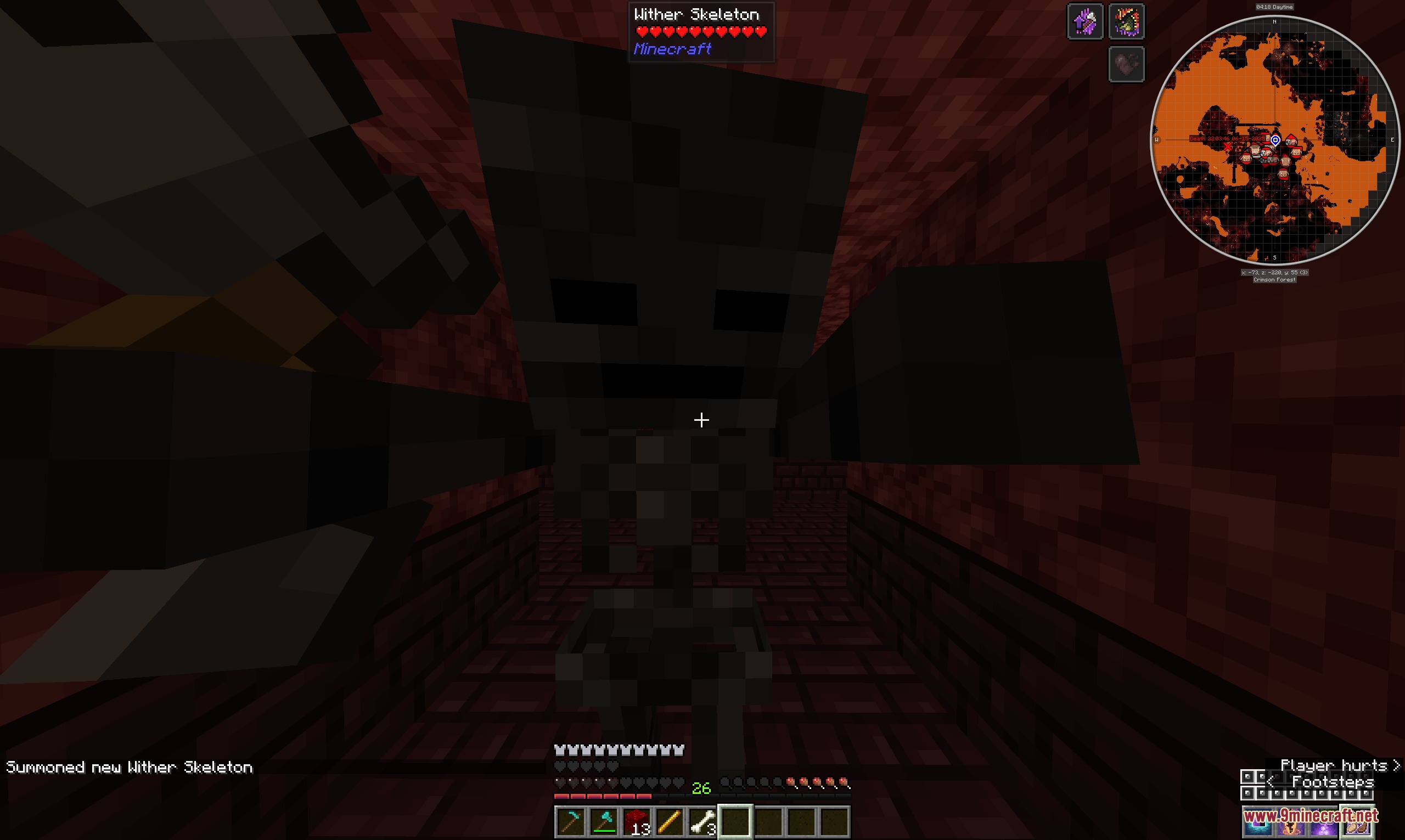 Dragon Survival Sculk Addon Resource Pack (26.1.2, 1.20.1) 3 Player summons a wither skeleton while exploring a dark nether fortress corridor