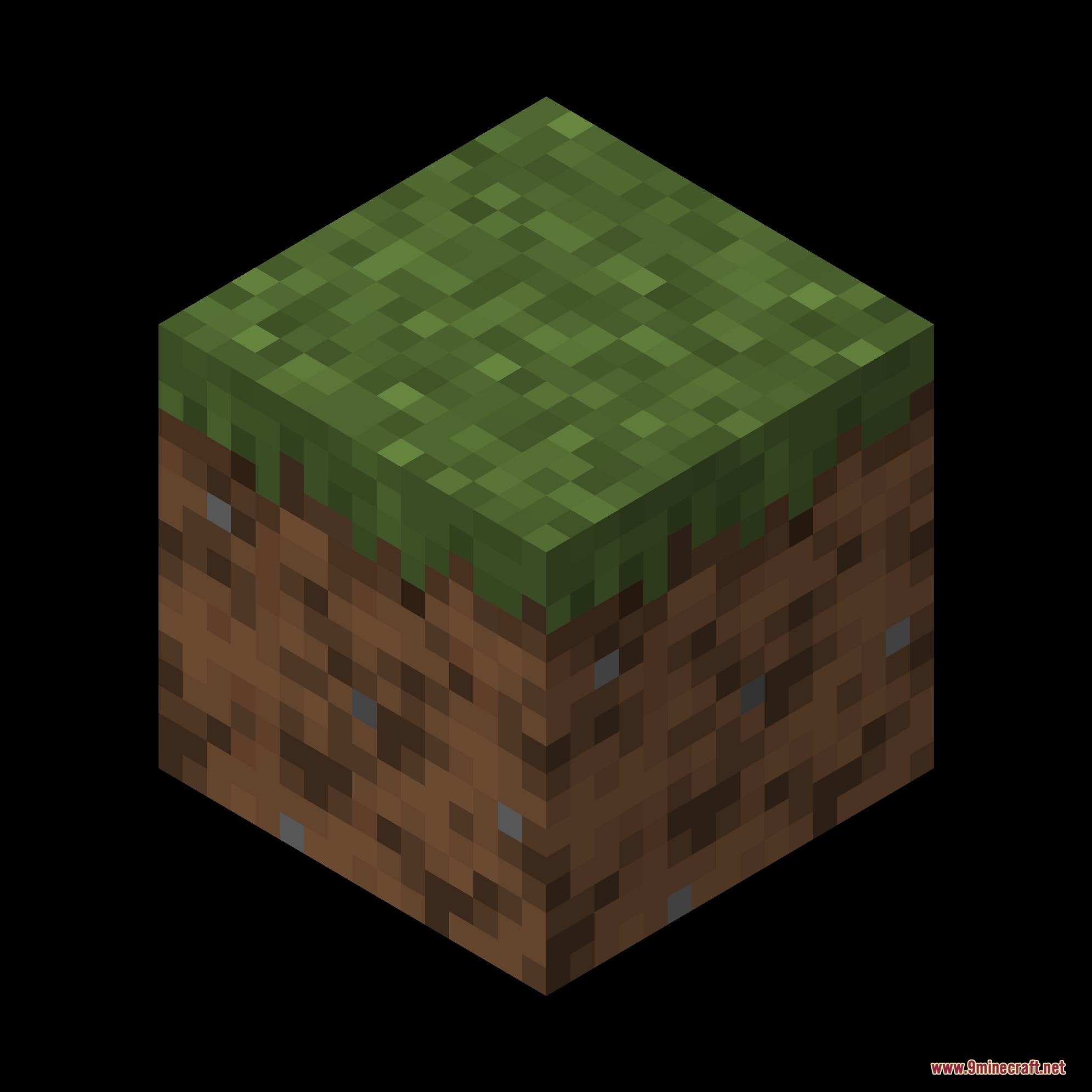 Dungeons Dirt Resource Pack (26.2, 1.20.1) – Rocky Ground Textures 6 A single grass block with textures from the dungeons dirt resource pack