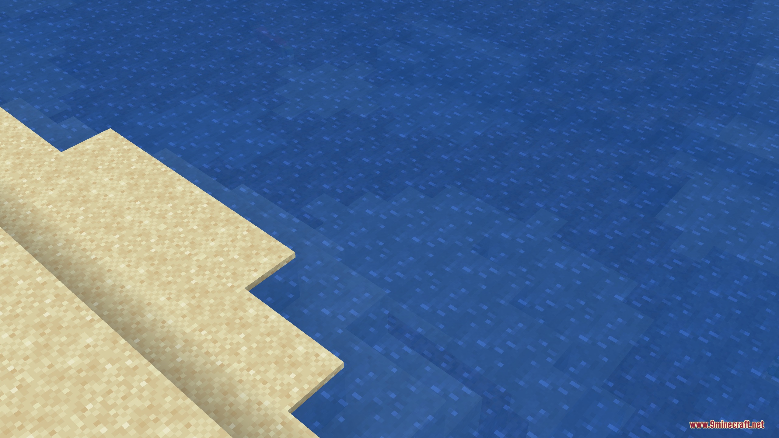 Dungeons Water Resource Pack (26.2, 1.20.1) – Colorful Stylized Water 5 Close up view of stylized blue water textures next to sand