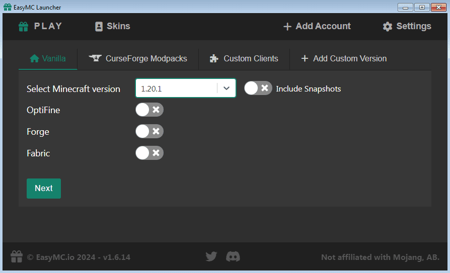 Easymc Launcher (26.2, 1.20.1) – Playing Minecraft For Free Account 5 Easymc launcher screenshots 2