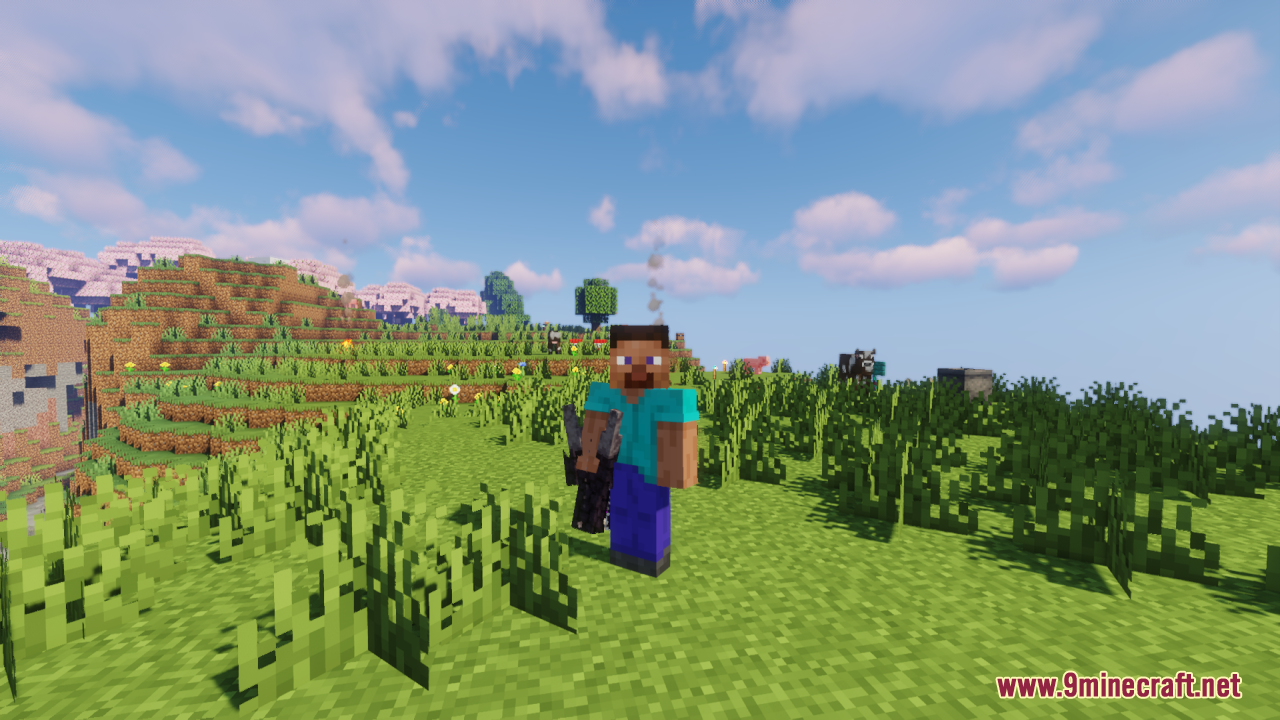 Ender Dragon Reborn Resource Pack (26.2, 1.20.1) – A Terrifying Wyvern Boss 3 Steve holding a dark dragon head item from the ender dragon reborn pack