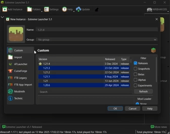 Extreme Launcher (26.2, 1.20.1) – An Open-Source Minecraft Launcher 3 Extreme launcher screenshots 2