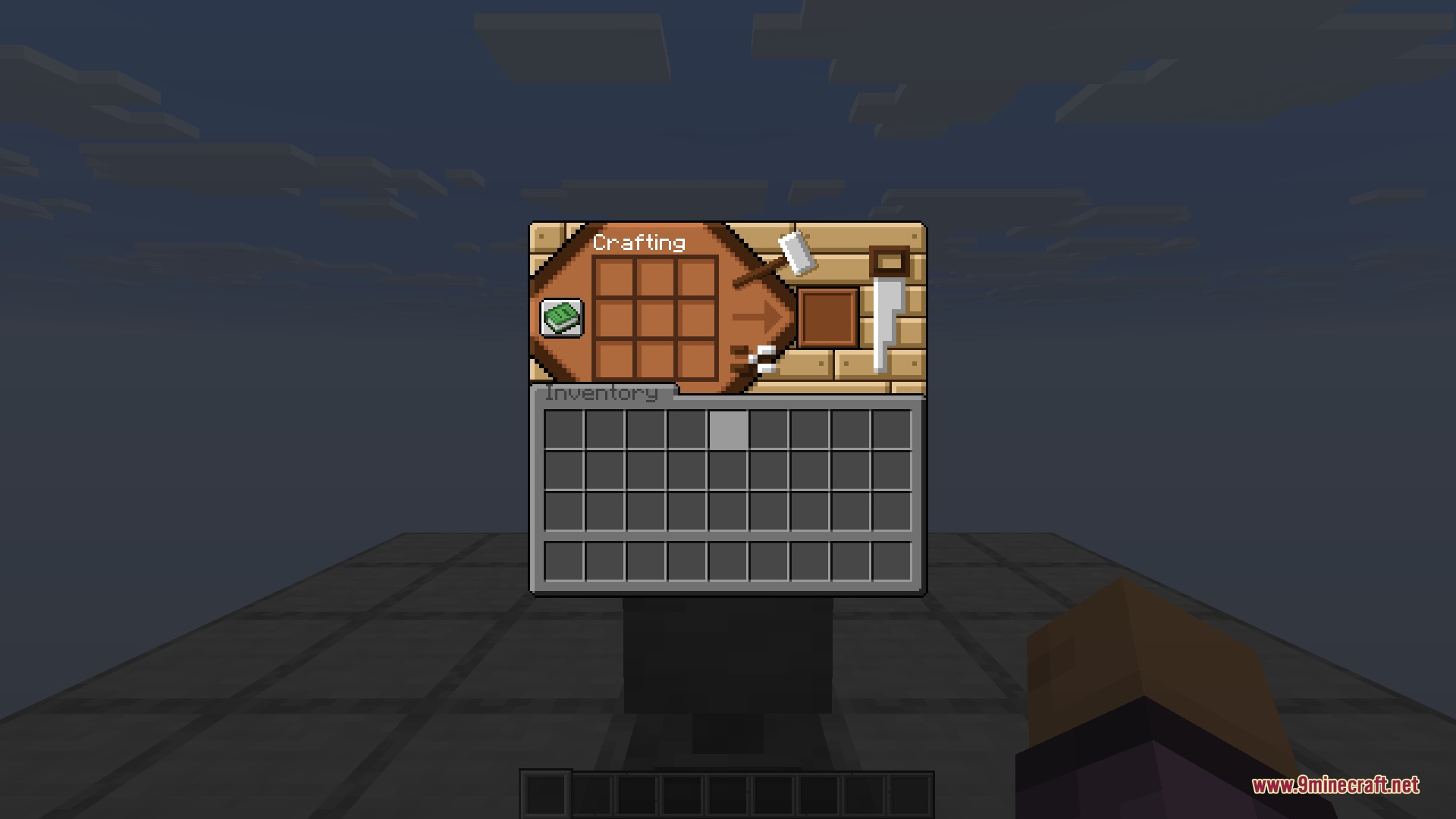 Fancy Gui Overhaul 9Minecraft Resource Pack (26.2) – Sleek Dark Menus And Warm Wood 2 A warm wooden scroll style crafting table menu from fancy gui overhaul