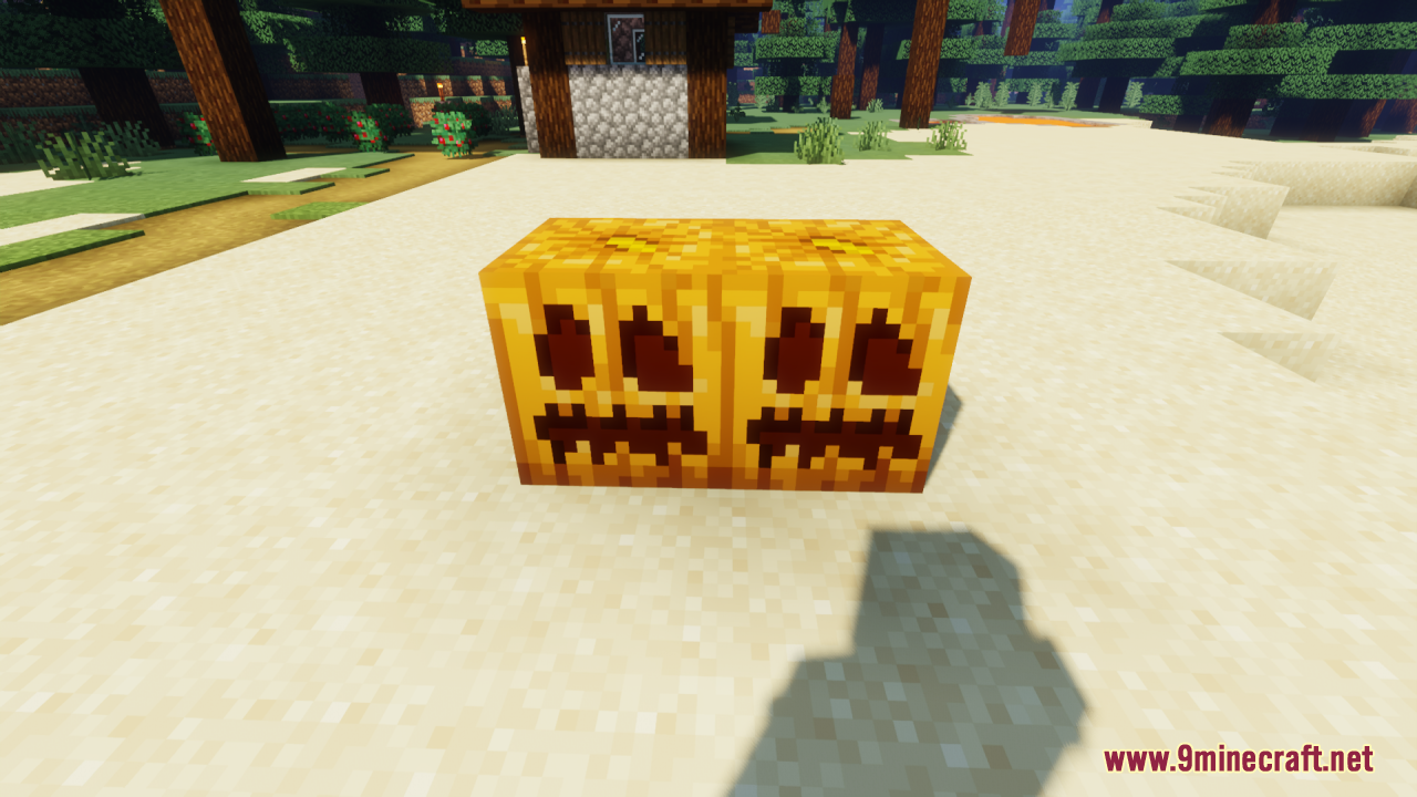 Farm 3D Resource Pack (26.2, 1.20.1) – Makes Minecraft Plants 3D 12 Two carved pumpkins placed side by side on sand