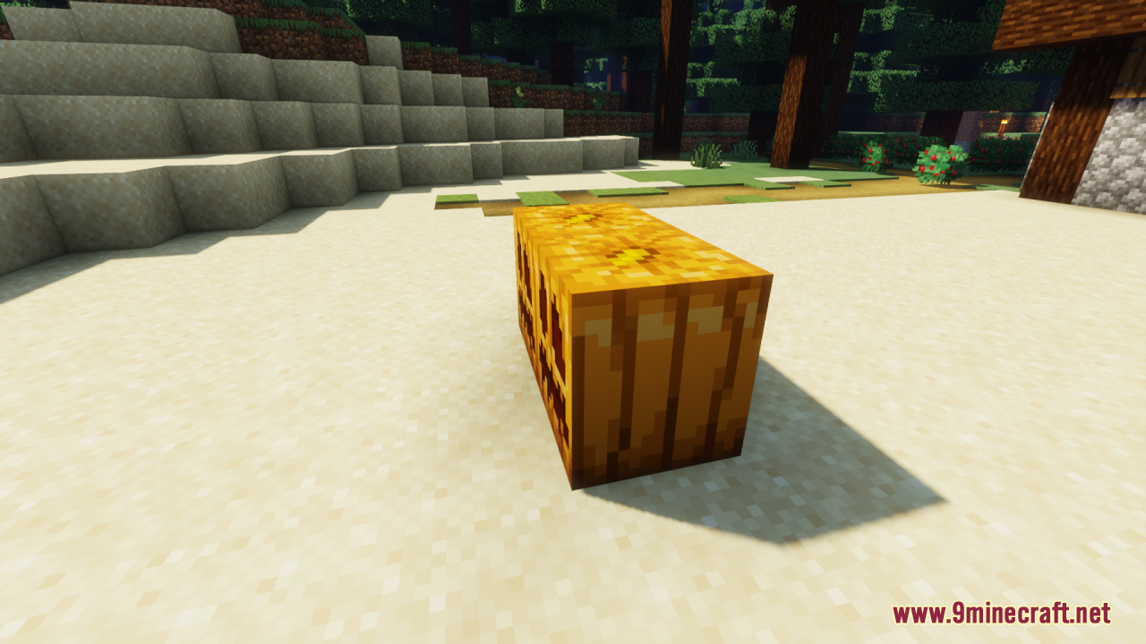 Farm 3D Resource Pack (26.2, 1.20.1) – Makes Minecraft Plants 3D 13 Side view of carved pumpkins placed on sand