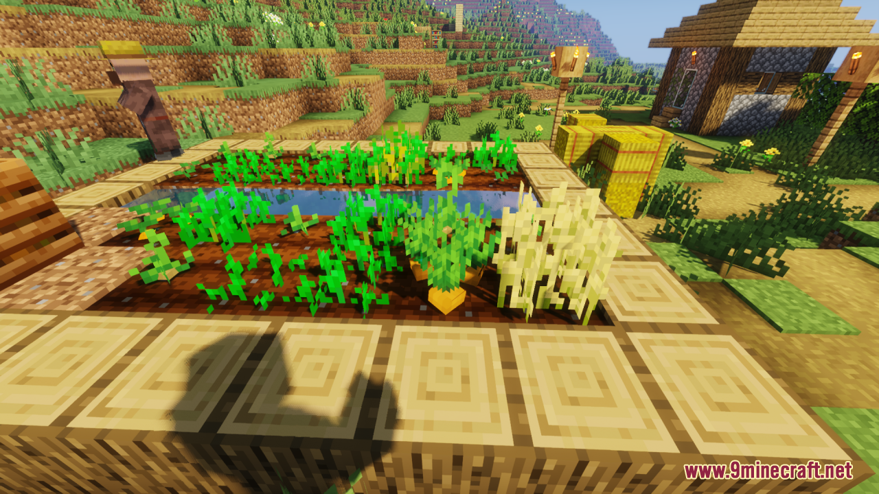 Farm 3D Resource Pack (26.2, 1.20.1) – Makes Minecraft Plants 3D 4 Close up view of fully grown 3d wheat and carrot crops