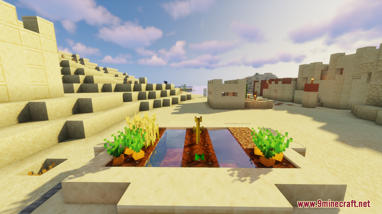 Farm 3D Resource Pack (26.2, 1.20.1) – Makes Minecraft Plants 3D 8 Desert village farm plot growing 3d carrots and wheat crops