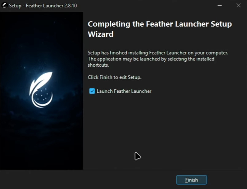 Feather Patched Launcher (26.2, 1.20.1) – Get Full Features With No License 3 Completing the feather launcher setup wizard installation process